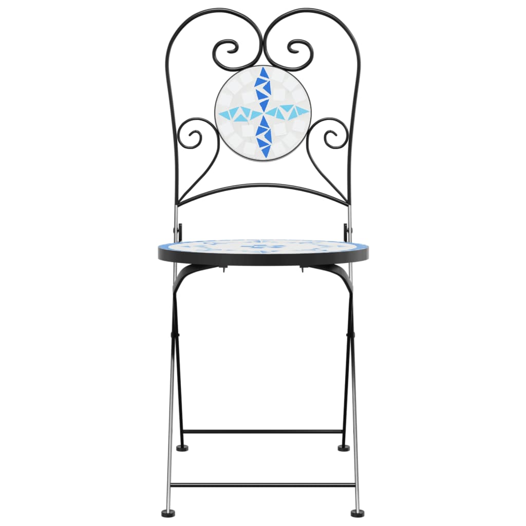 Bistrostoelen 2 st inklapbaar keramiek blauw en wit is nu te koop bij PeponiXL, paradijselijk wonen!