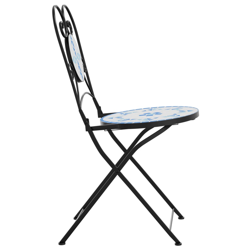 Bistrostoelen 2 st inklapbaar keramiek blauw en wit is nu te koop bij PeponiXL, paradijselijk wonen!