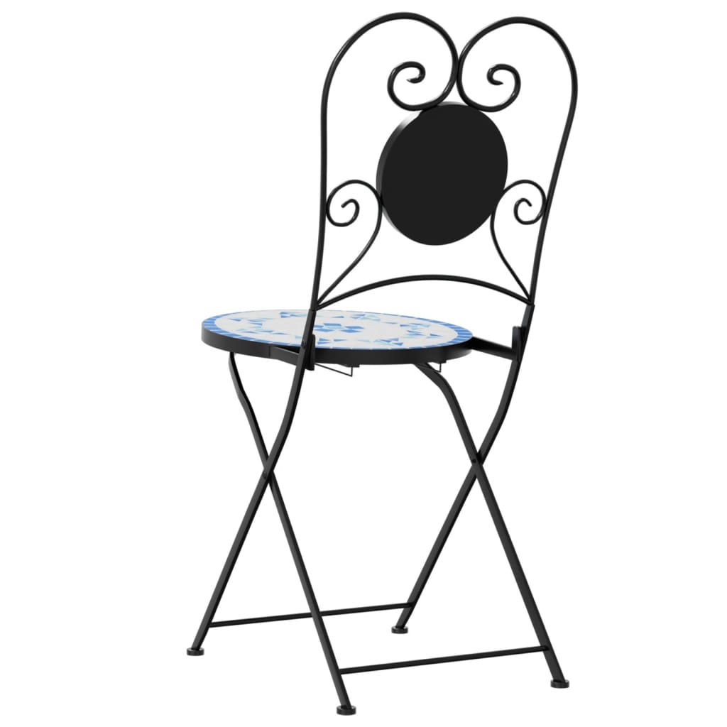 Bistrostoelen 2 st inklapbaar keramiek blauw en wit is nu te koop bij PeponiXL, paradijselijk wonen!