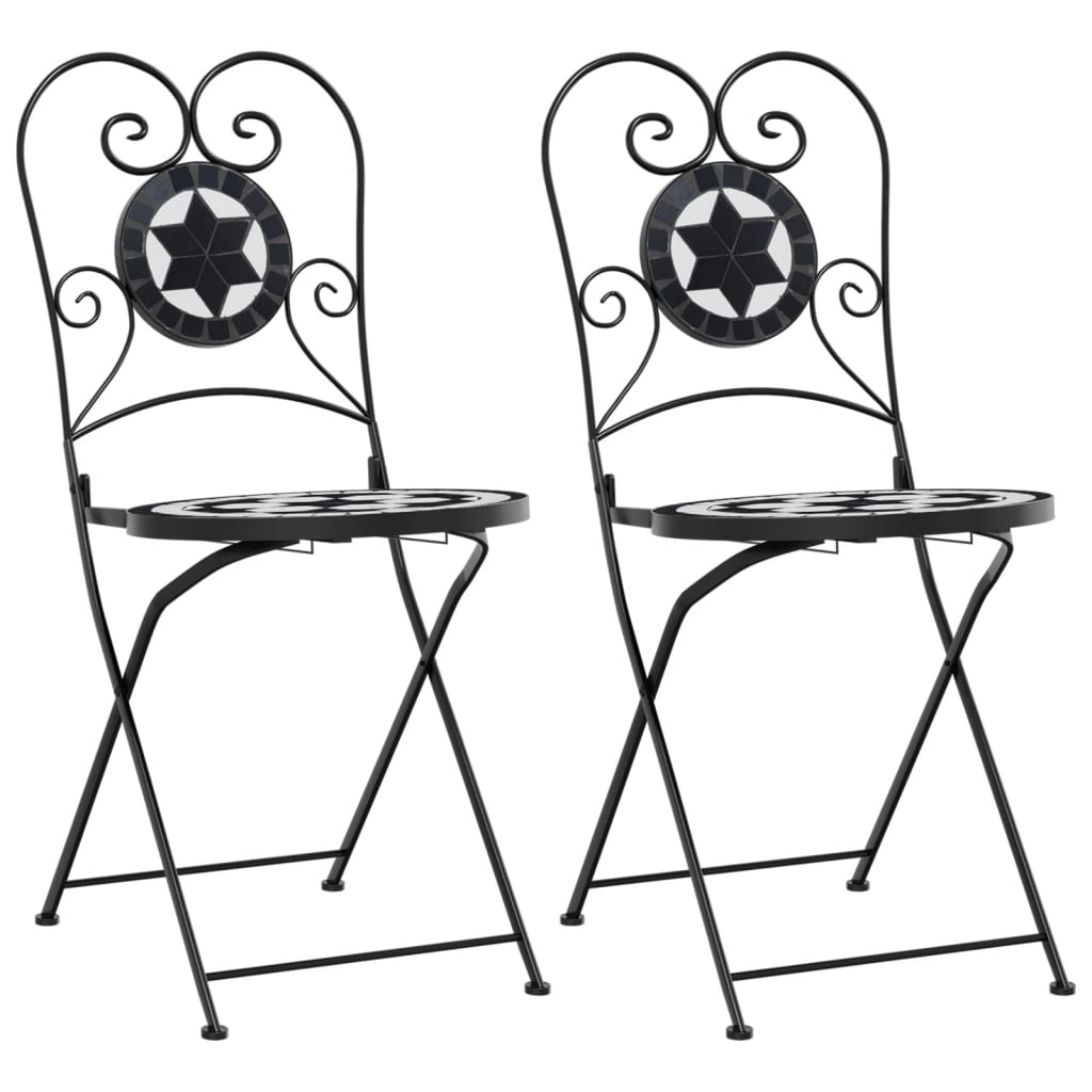 Bistrostoelen 2 st inklapbaar keramiek zwart en wit is nu te koop bij PeponiXL, paradijselijk wonen!