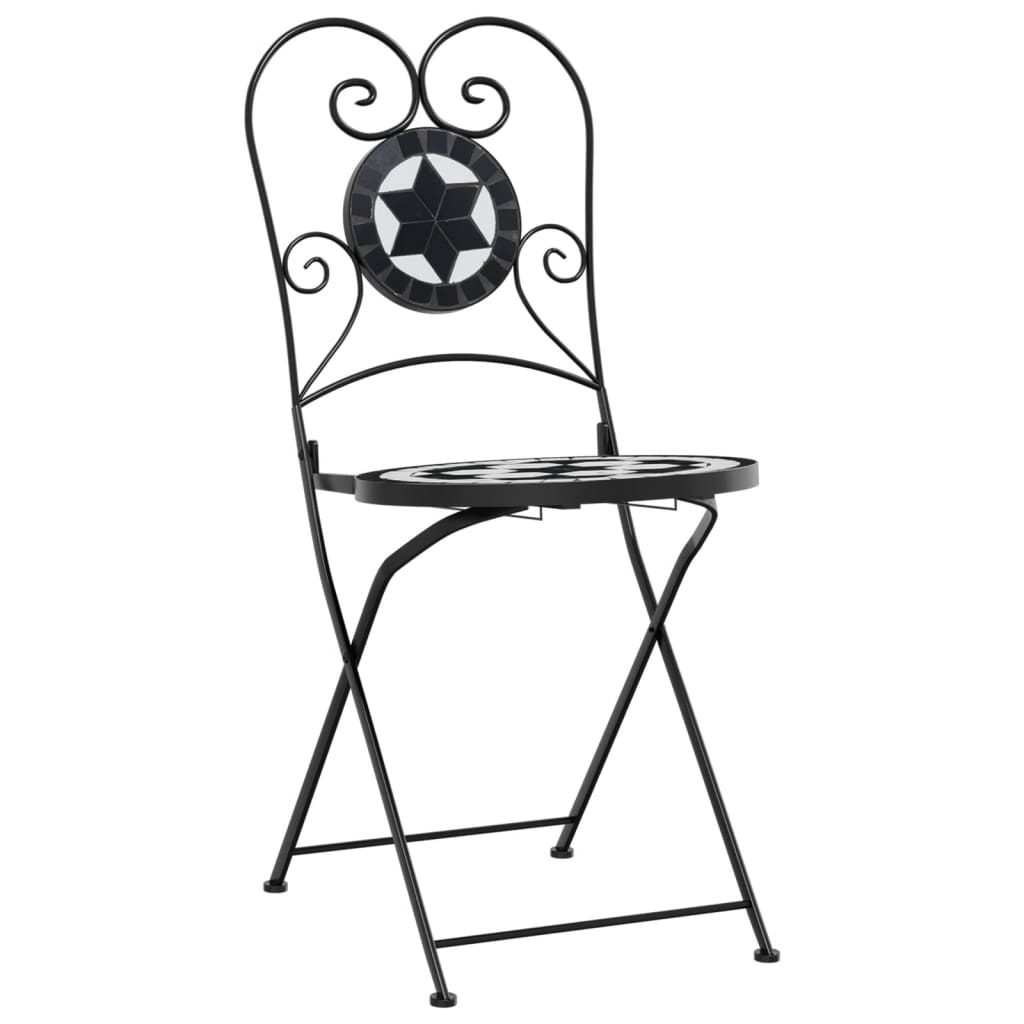 Bistrostoelen 2 st inklapbaar keramiek zwart en wit is nu te koop bij PeponiXL, paradijselijk wonen!