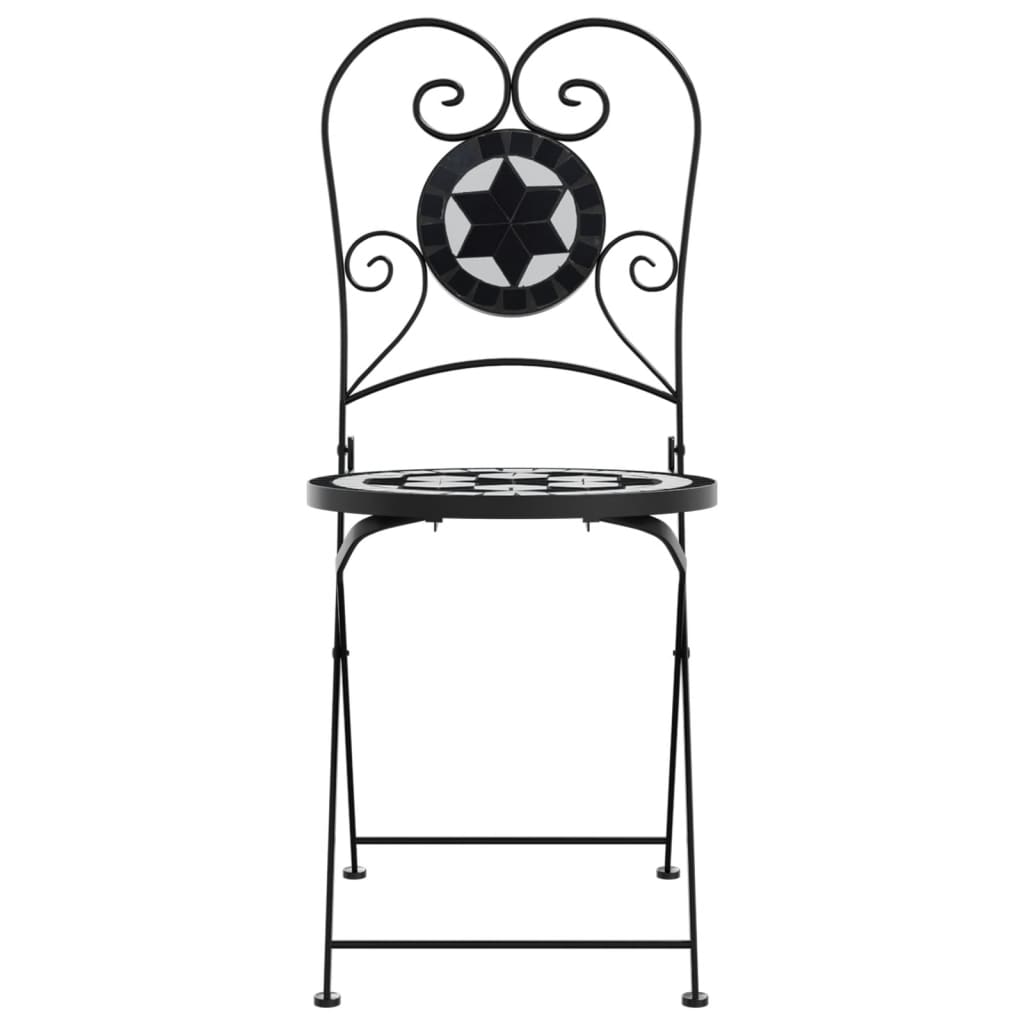 Bistrostoelen 2 st inklapbaar keramiek zwart en wit is nu te koop bij PeponiXL, paradijselijk wonen!