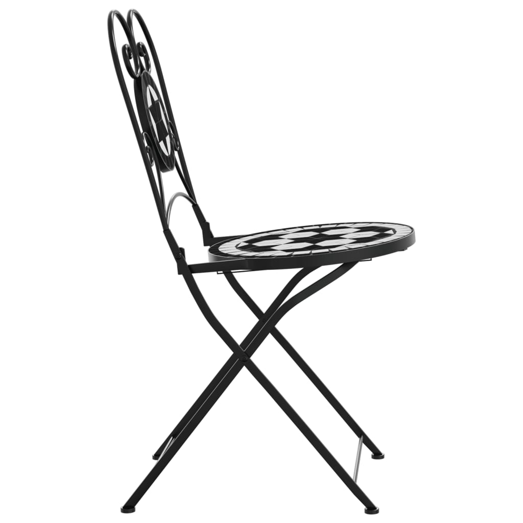 Bistrostoelen 2 st inklapbaar keramiek zwart en wit is nu te koop bij PeponiXL, paradijselijk wonen!