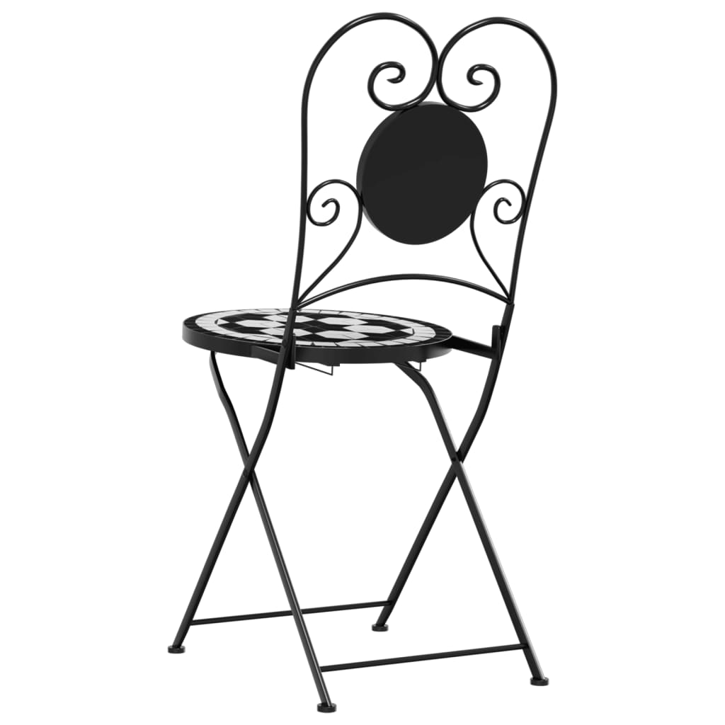 Bistrostoelen 2 st inklapbaar keramiek zwart en wit is nu te koop bij PeponiXL, paradijselijk wonen!