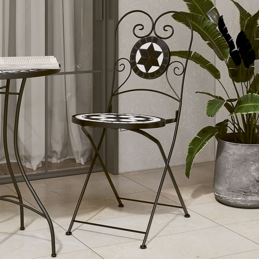 Bistrostoelen 2 st inklapbaar keramiek zwart en wit is nu te koop bij PeponiXL, paradijselijk wonen!