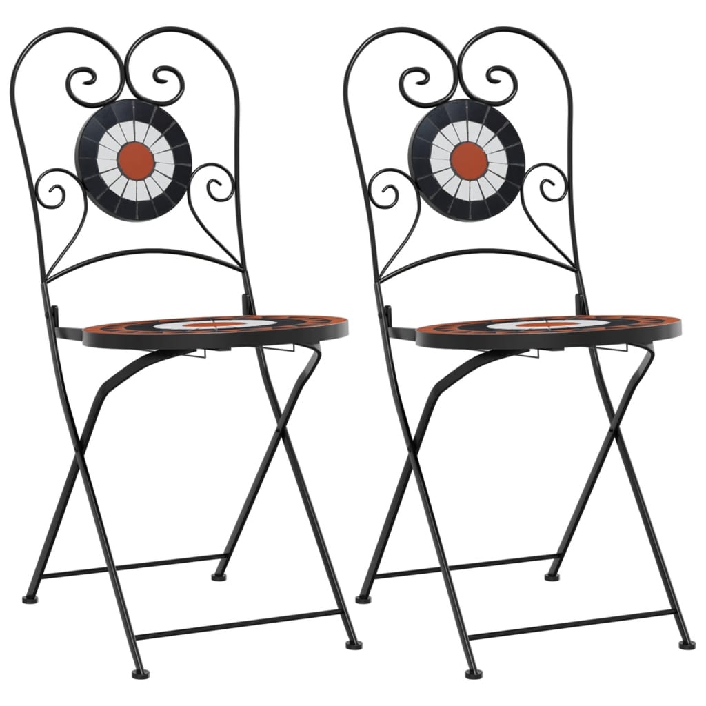 Bistrostoelen 2 st inklapbaar keramiek terracottakleurig en wit is nu te koop bij PeponiXL, paradijselijk wonen!