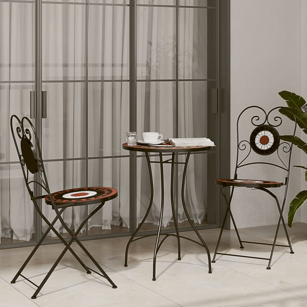 Bistrostoelen 2 st inklapbaar keramiek terracottakleurig en wit is nu te koop bij PeponiXL, paradijselijk wonen!