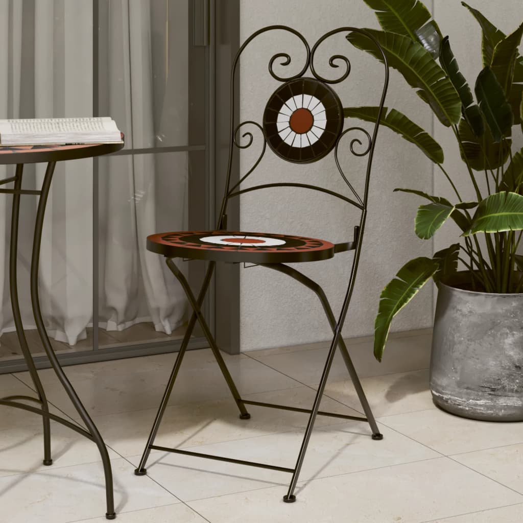 Bistrostoelen 2 st inklapbaar keramiek terracottakleurig en wit is nu te koop bij PeponiXL, paradijselijk wonen!