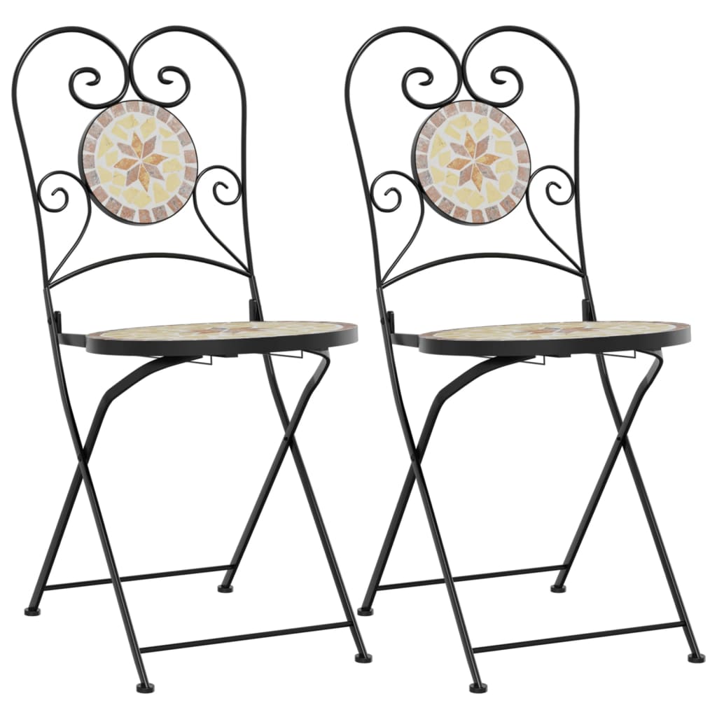 Bistrostoelen 2 st inklapbaar keramiek terracottakleurig en wit is nu te koop bij PeponiXL, paradijselijk wonen!