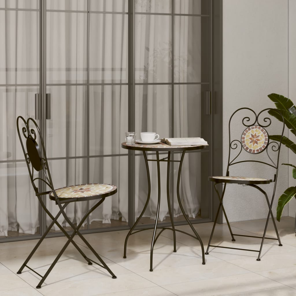 Bistrostoelen 2 st inklapbaar keramiek terracottakleurig en wit is nu te koop bij PeponiXL, paradijselijk wonen!