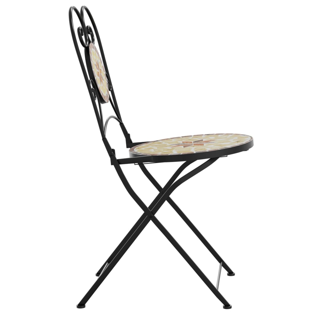 Bistrostoelen 2 st inklapbaar keramiek terracottakleurig en wit is nu te koop bij PeponiXL, paradijselijk wonen!