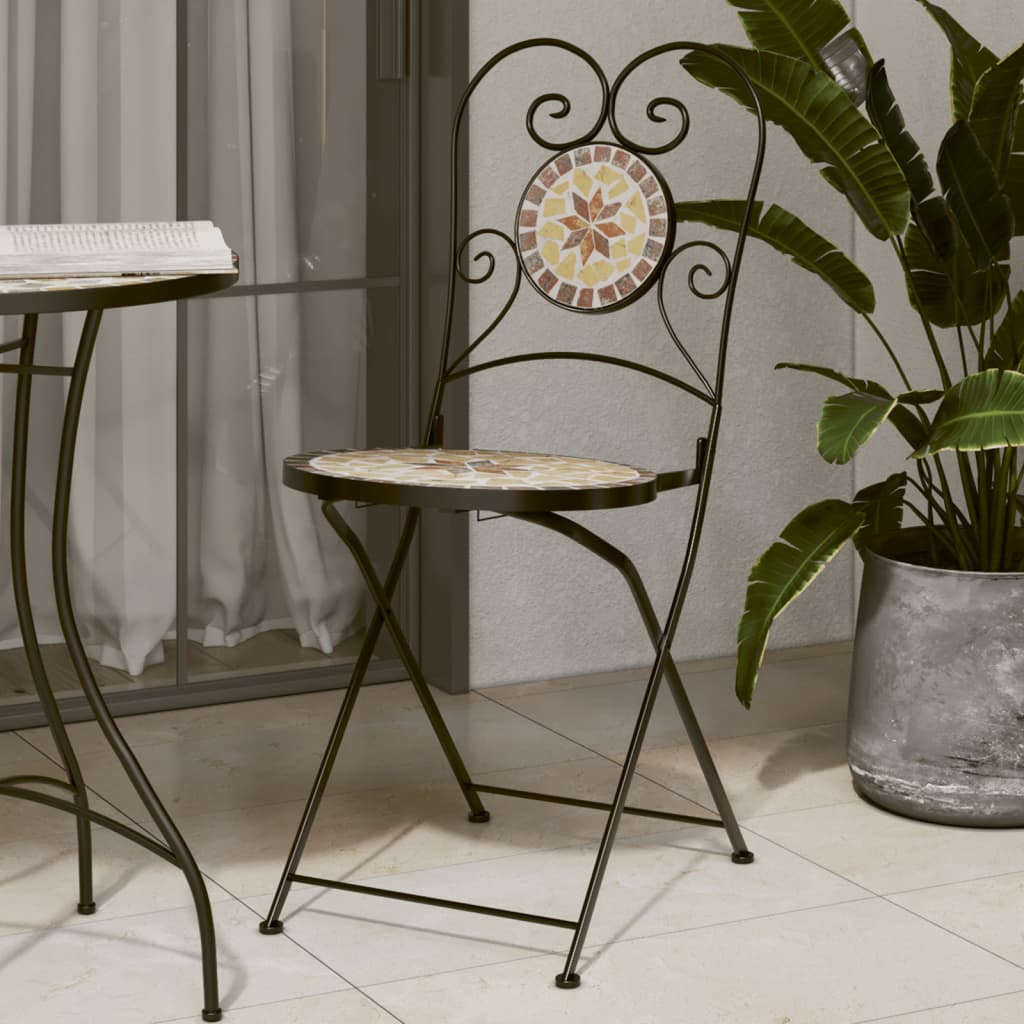 Bistrostoelen 2 st inklapbaar keramiek terracottakleurig en wit is nu te koop bij PeponiXL, paradijselijk wonen!