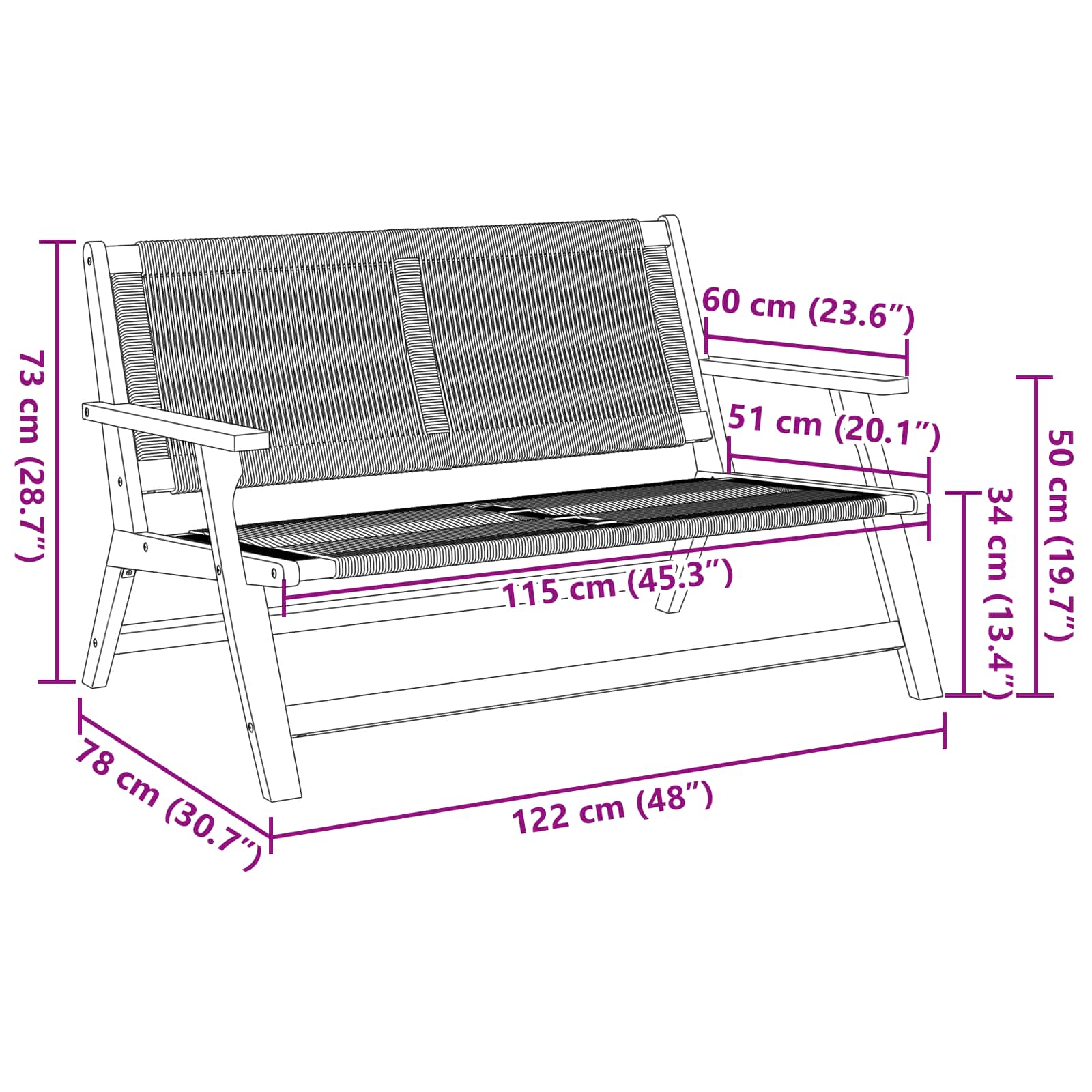 Tuinmeubelen Zwart 122 x 78 x 73 cm Massief Acaciahout is nu te koop bij PeponiXL, paradijselijk wonen!