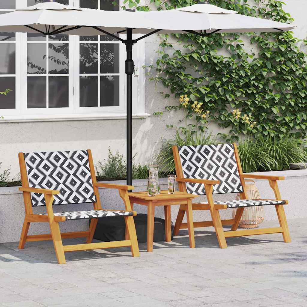 Tuin Relax Stoel 2 pcs Zwart en Wit Massief Acaciahout is nu te koop bij PeponiXL, paradijselijk wonen!