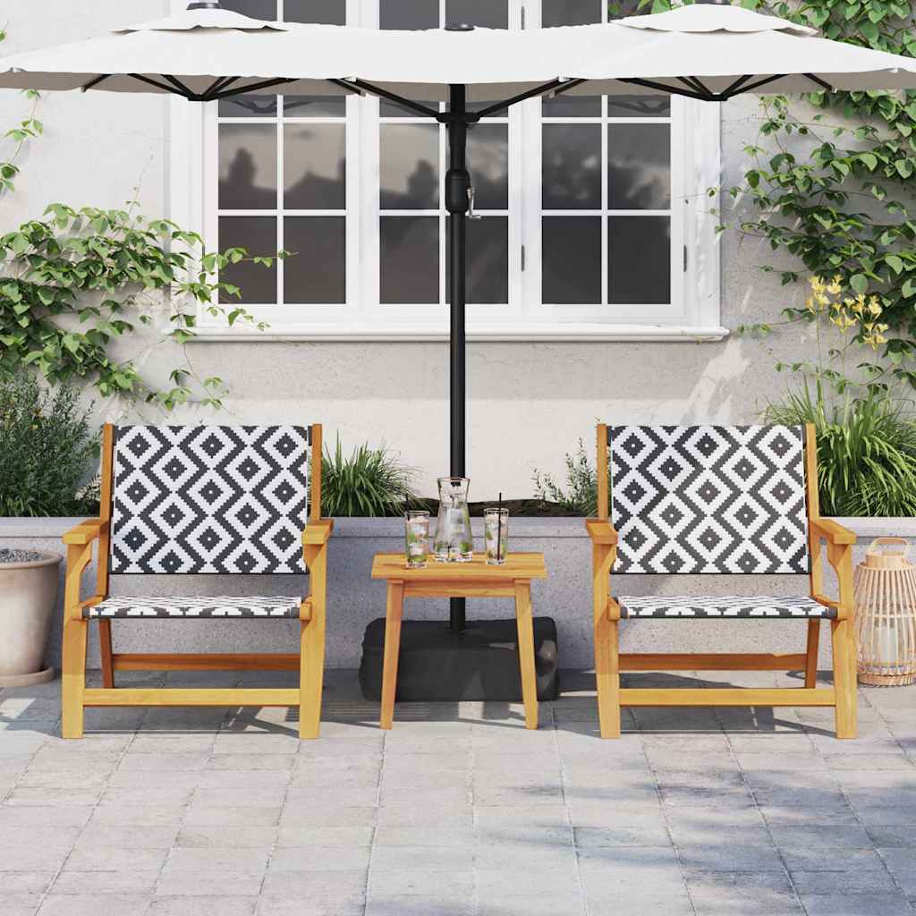 Tuin Relax Stoel 2 pcs Zwart en Wit Massief Acaciahout is nu te koop bij PeponiXL, paradijselijk wonen!