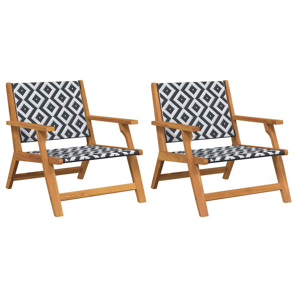 Tuin Relax Stoel 2 pcs Zwart en Wit Massief Acaciahout is nu te koop bij PeponiXL, paradijselijk wonen!