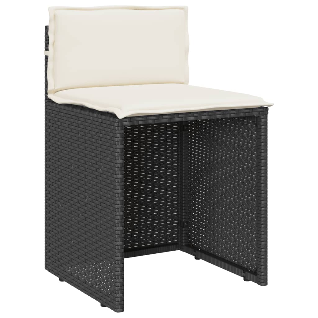 3-delige Bistroset met kussens poly rattan zwart is nu te koop bij PeponiXL, paradijselijk wonen!