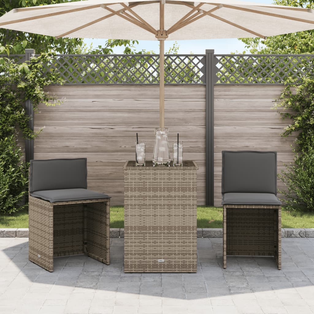 3-delige Bistroset met kussens poly rattan beige is nu te koop bij PeponiXL, paradijselijk wonen!