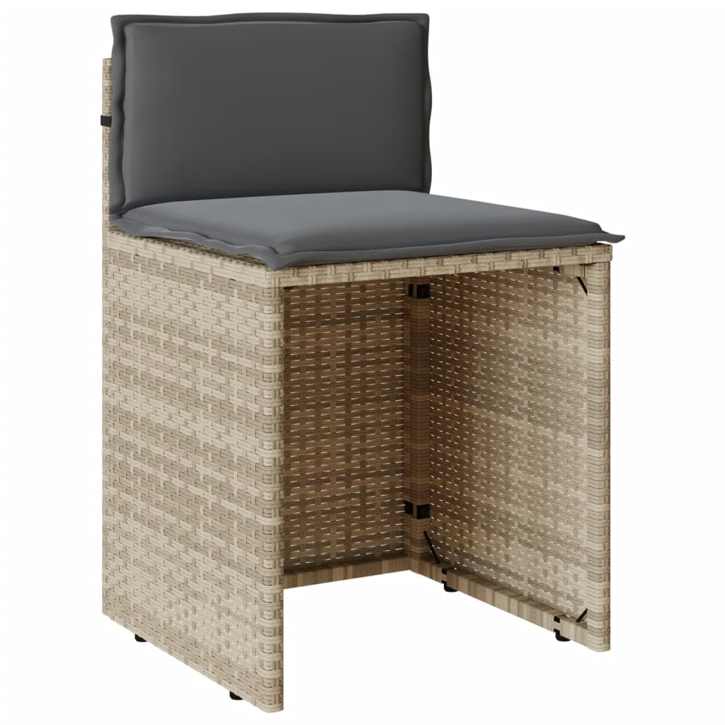 3-delige Bistroset met kussens poly rattan lichtgrijs is nu te koop bij PeponiXL, paradijselijk wonen!