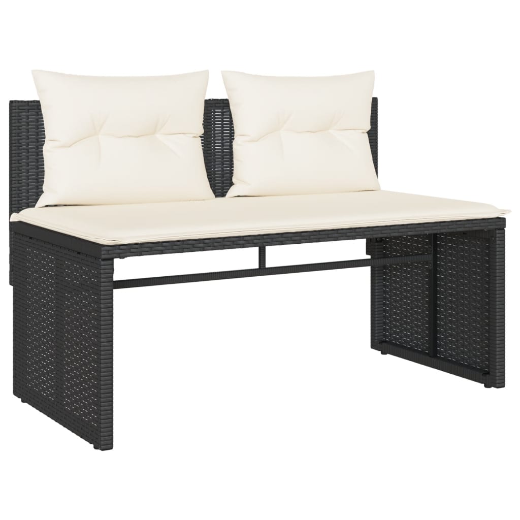4-delige Loungeset met kussens poly rattan zwart is nu te koop bij PeponiXL, paradijselijk wonen!