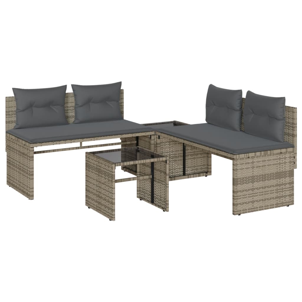 4-delige Loungeset met kussens poly rattan grijs is nu te koop bij PeponiXL, paradijselijk wonen!
