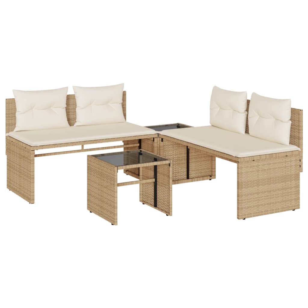 4-delige Loungeset met kussens poly rattan beige is nu te koop bij PeponiXL, paradijselijk wonen!