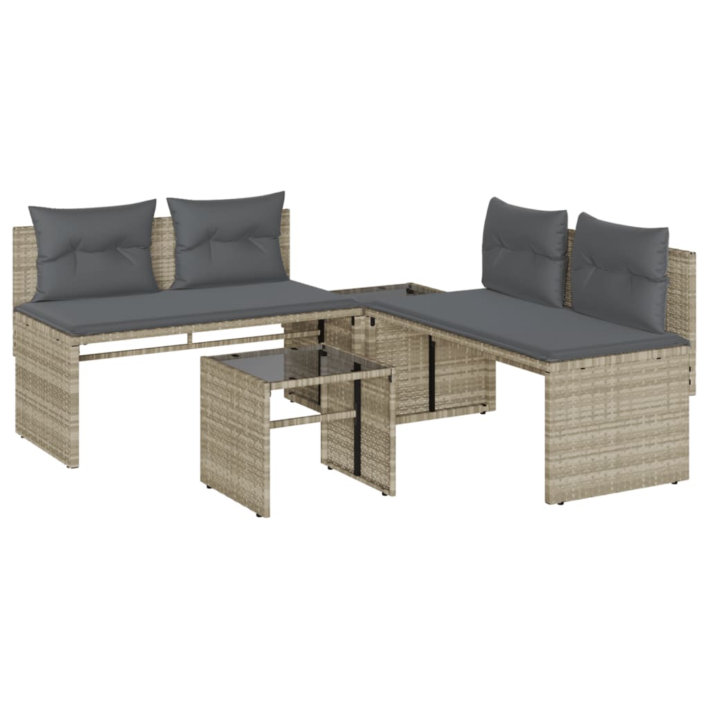 4-delige Loungeset met kussens poly rattan lichtgrijs is nu te koop bij PeponiXL, paradijselijk wonen!