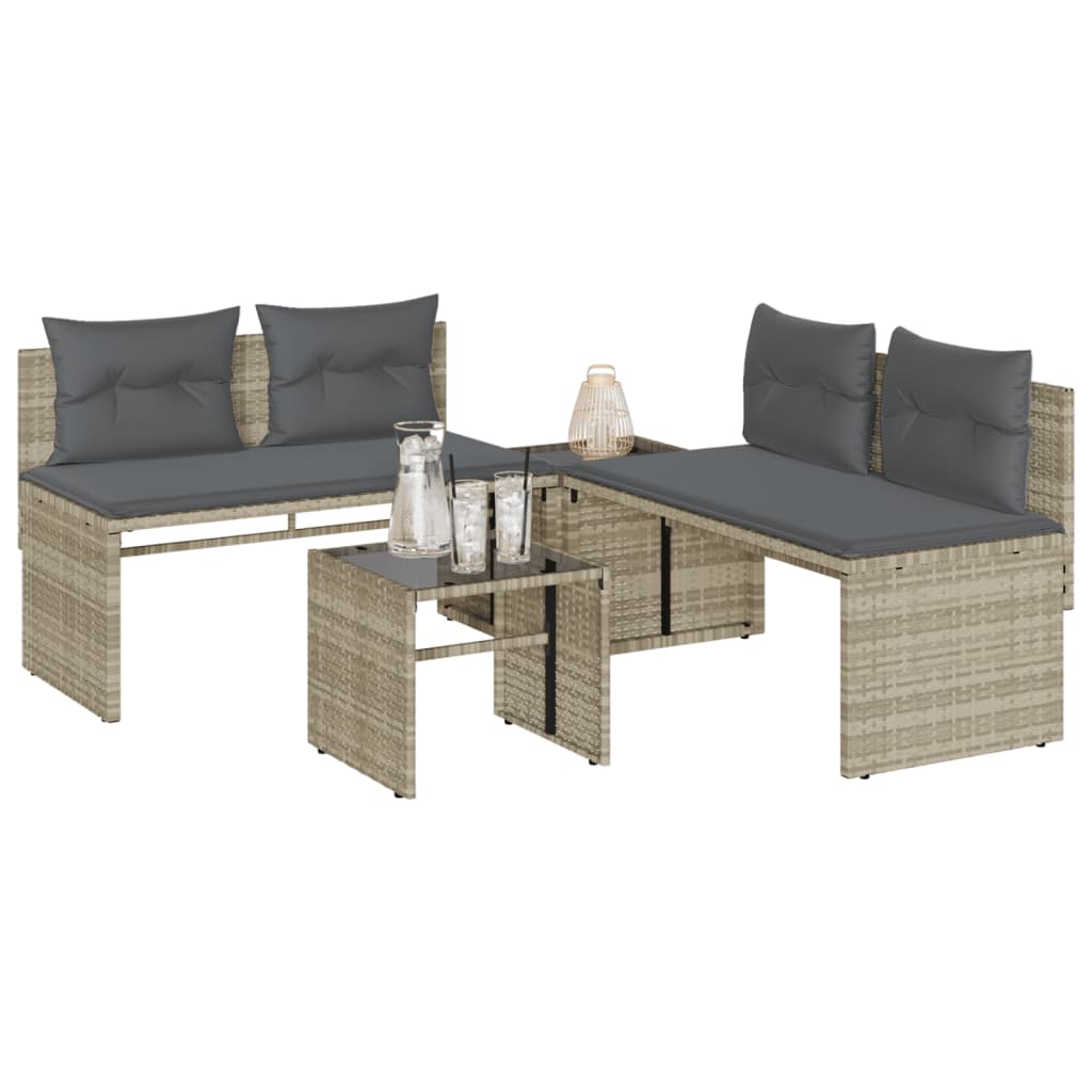 4-delige Loungeset met kussens poly rattan lichtgrijs is nu te koop bij PeponiXL, paradijselijk wonen!