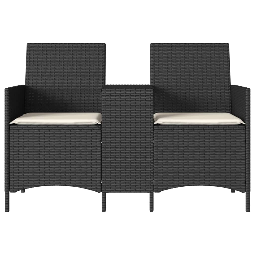 Tuinbank 2-zits met tafel en kussens poly rattan zwart is nu te koop bij PeponiXL, paradijselijk wonen!