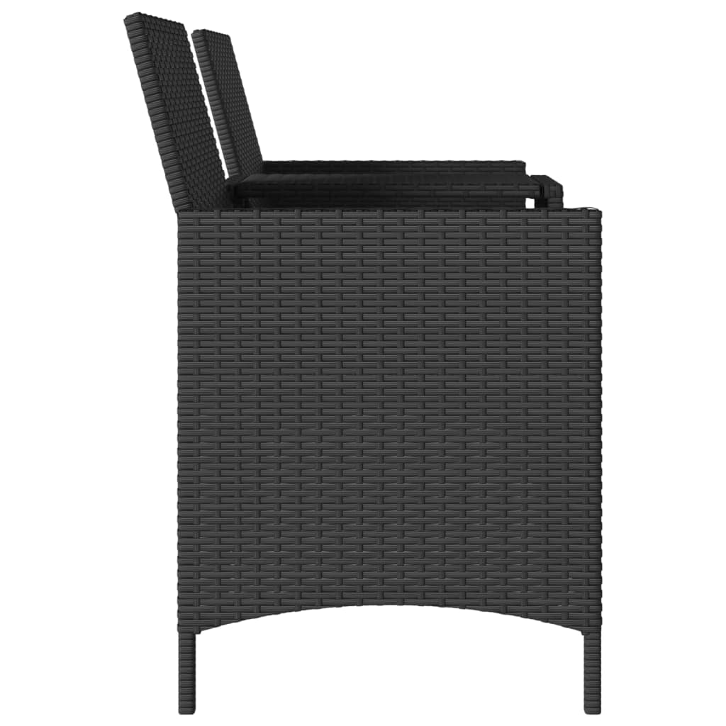 Tuinbank 2-zits met tafel en kussens poly rattan zwart is nu te koop bij PeponiXL, paradijselijk wonen!