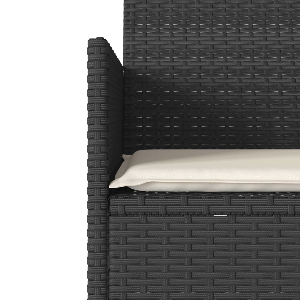 Tuinbank 2-zits met tafel en kussens poly rattan zwart is nu te koop bij PeponiXL, paradijselijk wonen!