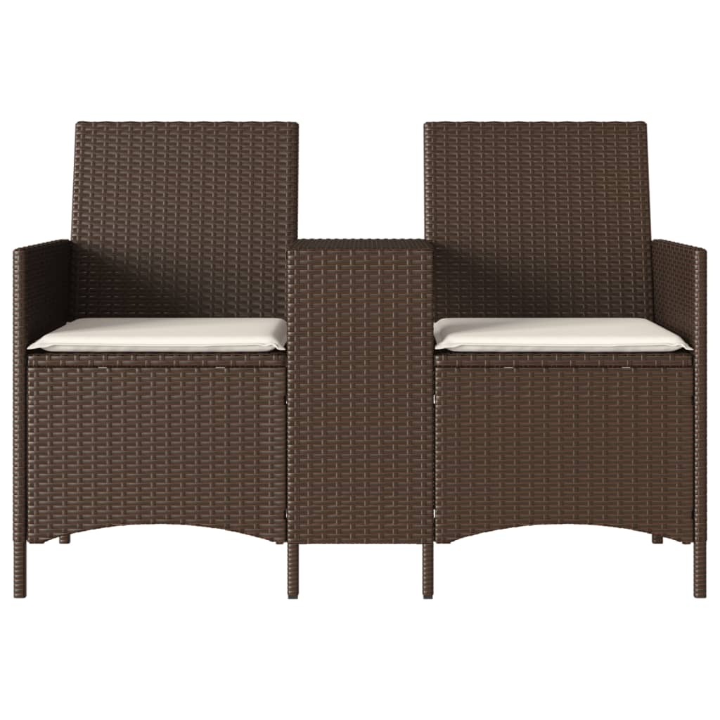 Tuinbank 2-zits met tafel en kussens poly rattan bruin is nu te koop bij PeponiXL, paradijselijk wonen!