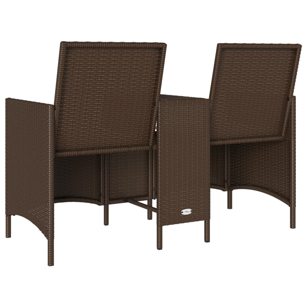 Tuinbank 2-zits met tafel en kussens poly rattan bruin is nu te koop bij PeponiXL, paradijselijk wonen!