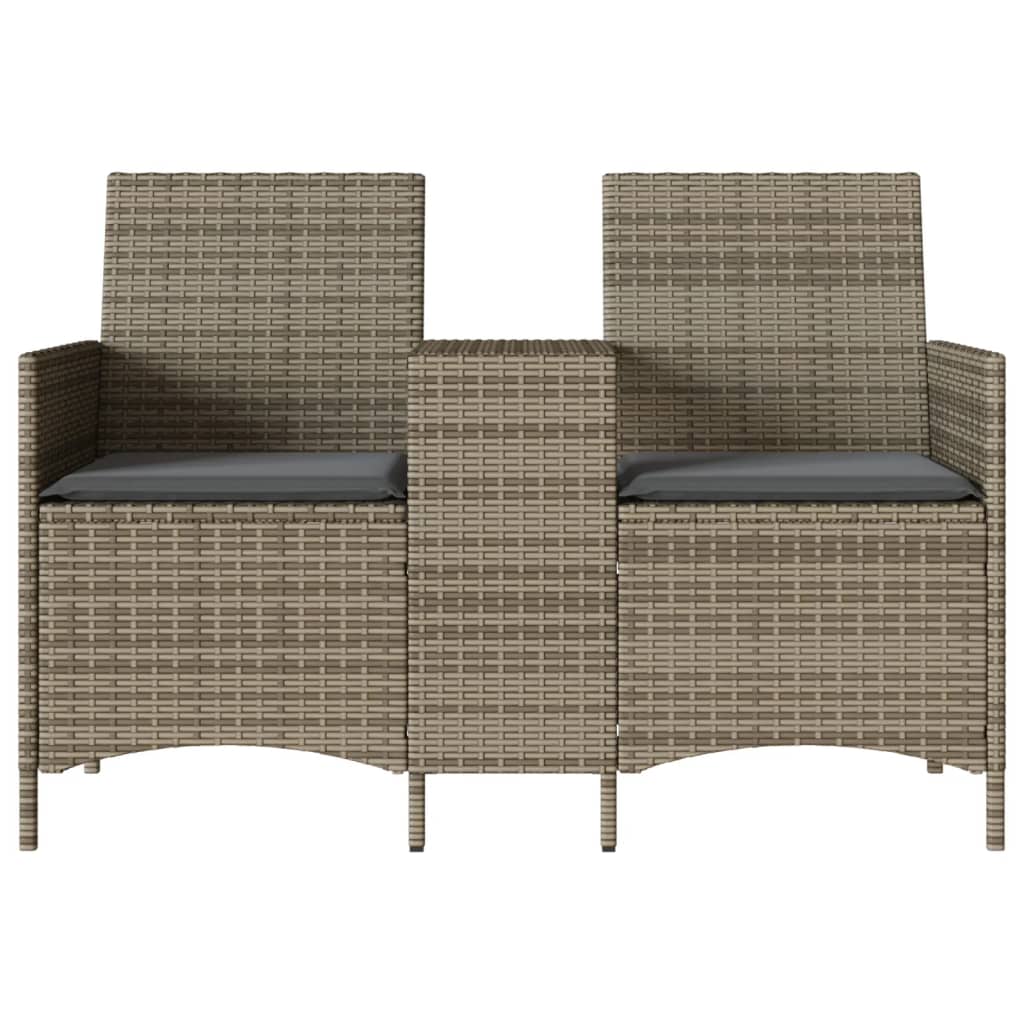 Tuinbank 2-zits met tafel en kussens poly rattan grijs is nu te koop bij PeponiXL, paradijselijk wonen!