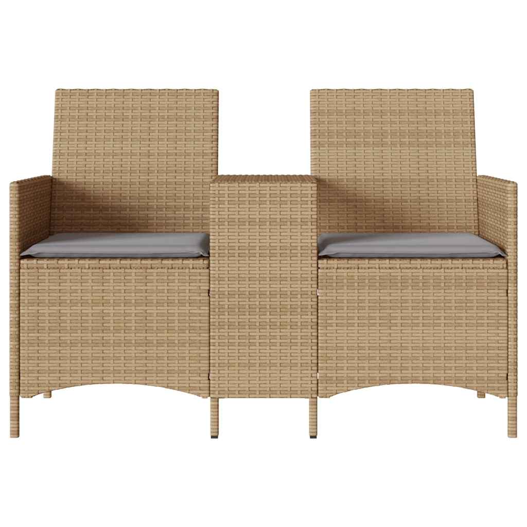 Tuinbank 2-zits met tafel en kussens poly rattan beige is nu te koop bij PeponiXL, paradijselijk wonen!