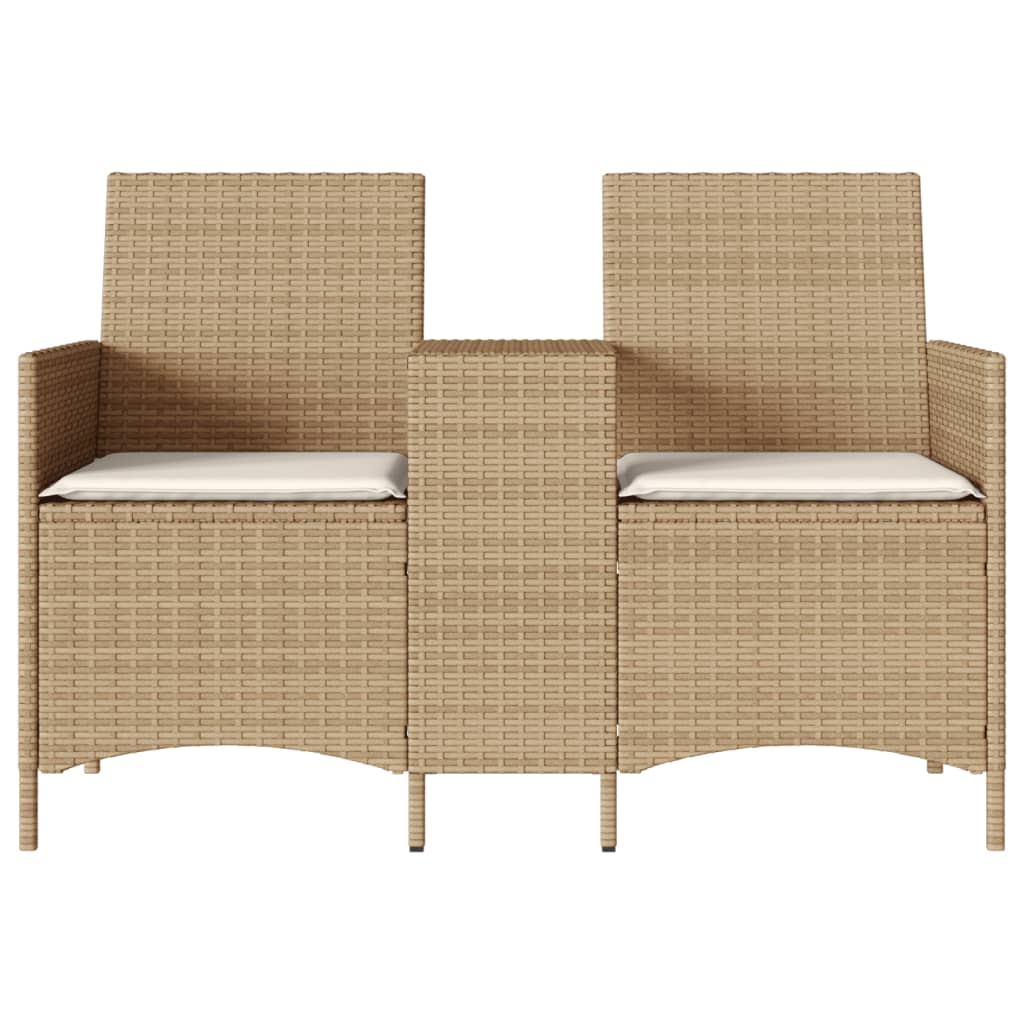 Tuinbank 2-zits met tafel en kussens poly rattan beige is nu te koop bij PeponiXL, paradijselijk wonen!