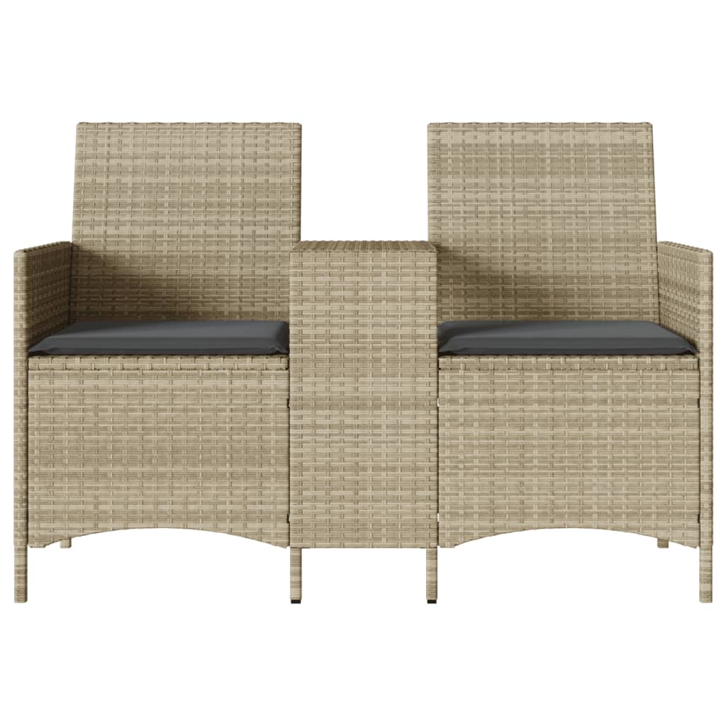 Tuinbank 2-zits met tafel en kussens poly rattan lichtgrijs is nu te koop bij PeponiXL, paradijselijk wonen!