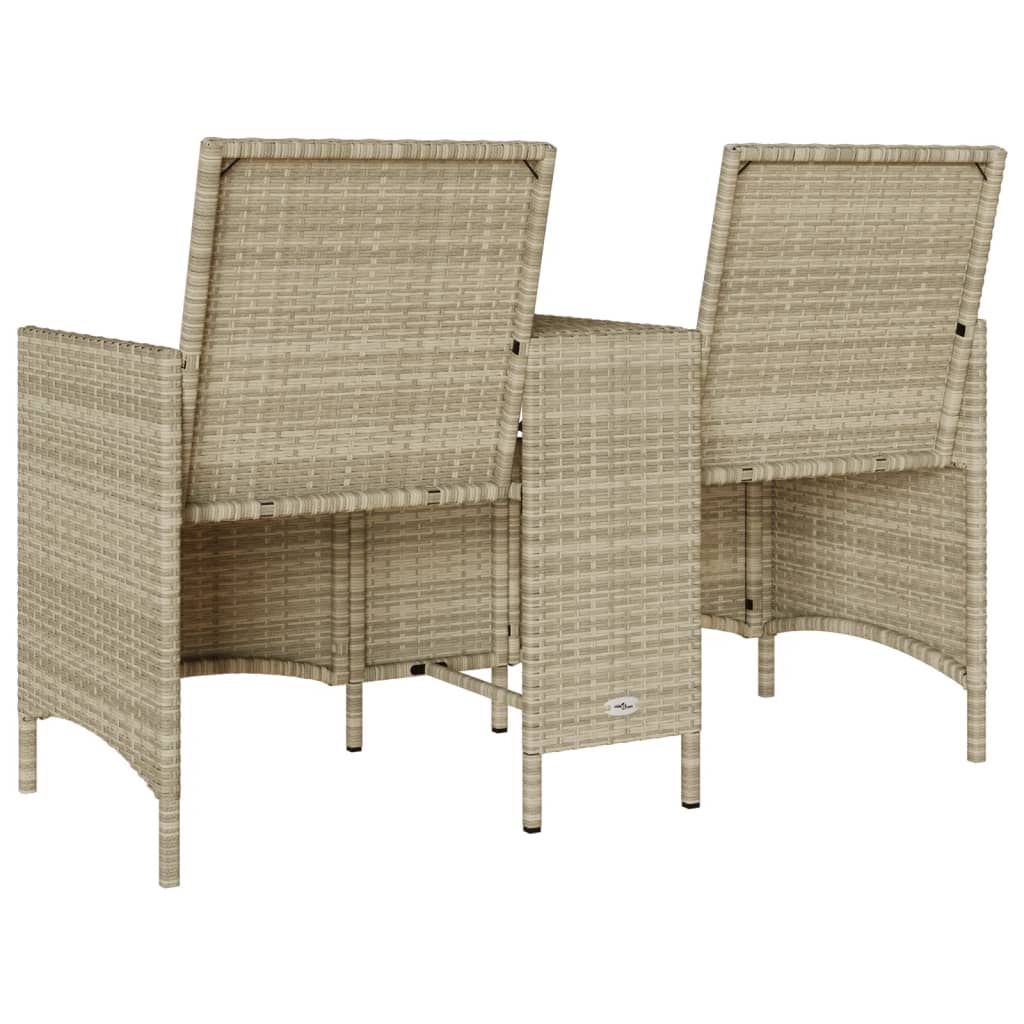 Tuinbank 2-zits met tafel en kussens poly rattan lichtgrijs is nu te koop bij PeponiXL, paradijselijk wonen!
