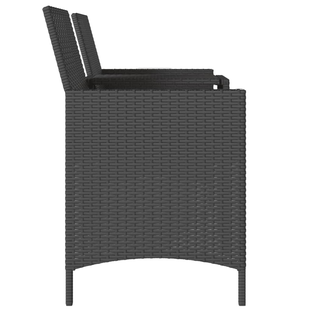 Tuinbank 2-zits met tafel en voetenbanken poly rattan zwart is nu te koop bij PeponiXL, paradijselijk wonen!