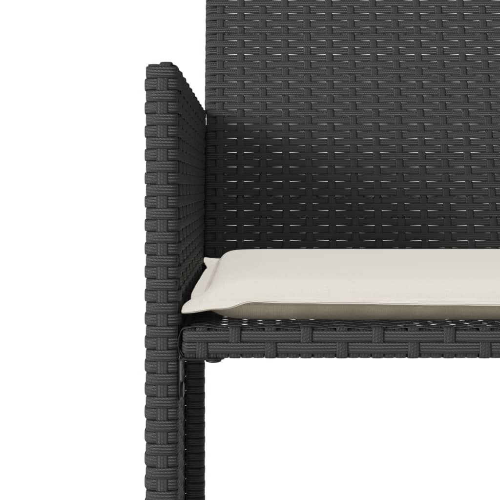 Tuinbank 2-zits met tafel en voetenbanken poly rattan zwart is nu te koop bij PeponiXL, paradijselijk wonen!