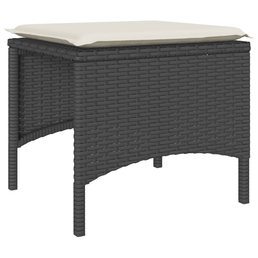 Tuinbank 2-zits met tafel en voetenbanken poly rattan zwart is nu te koop bij PeponiXL, paradijselijk wonen!
