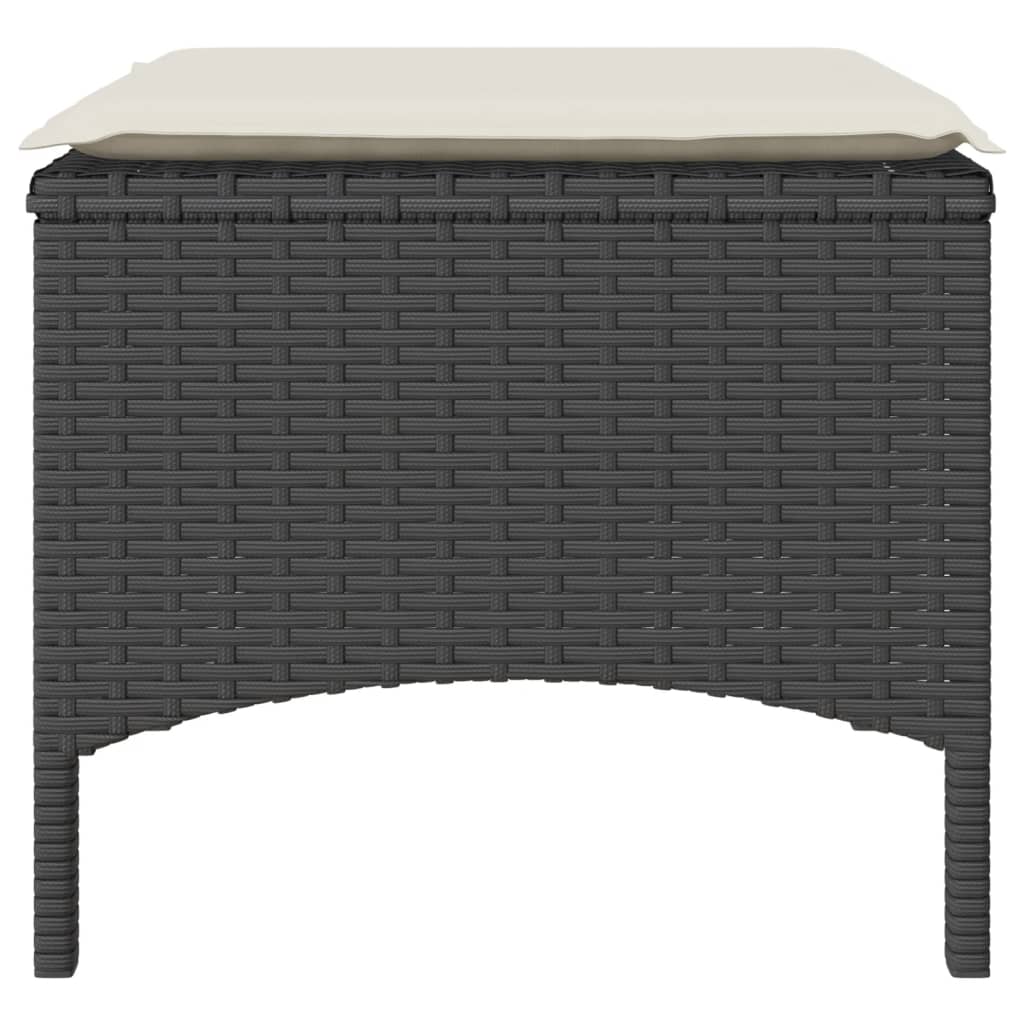 Tuinbank 2-zits met tafel en voetenbanken poly rattan zwart is nu te koop bij PeponiXL, paradijselijk wonen!