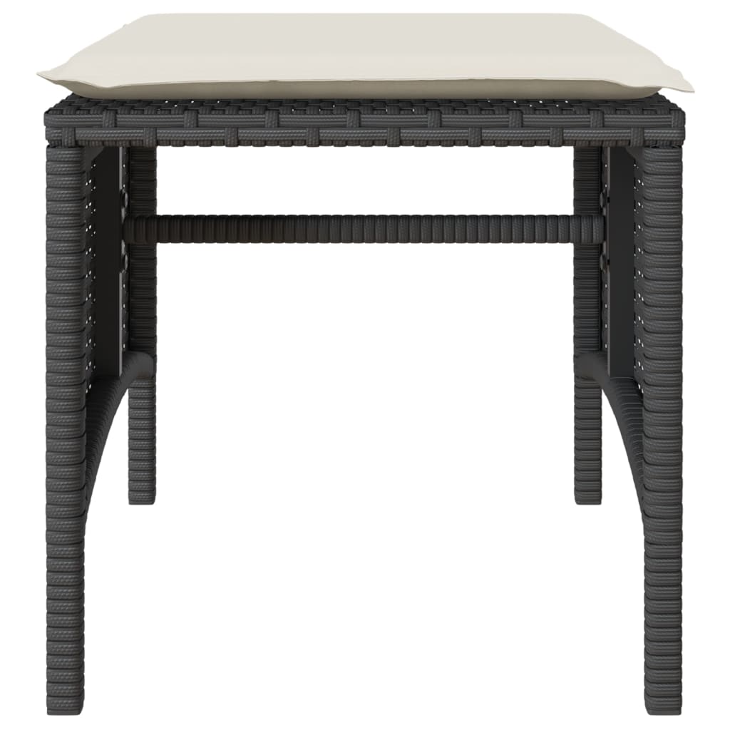 Tuinbank 2-zits met tafel en voetenbanken poly rattan zwart is nu te koop bij PeponiXL, paradijselijk wonen!