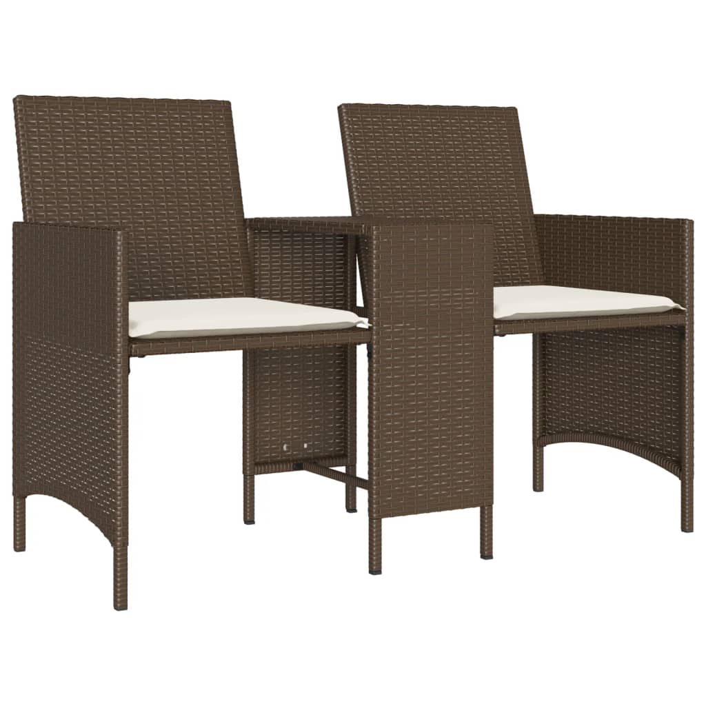 Tuinbank 2-zits met tafel en voetenbanken poly rattan bruin is nu te koop bij PeponiXL, paradijselijk wonen!