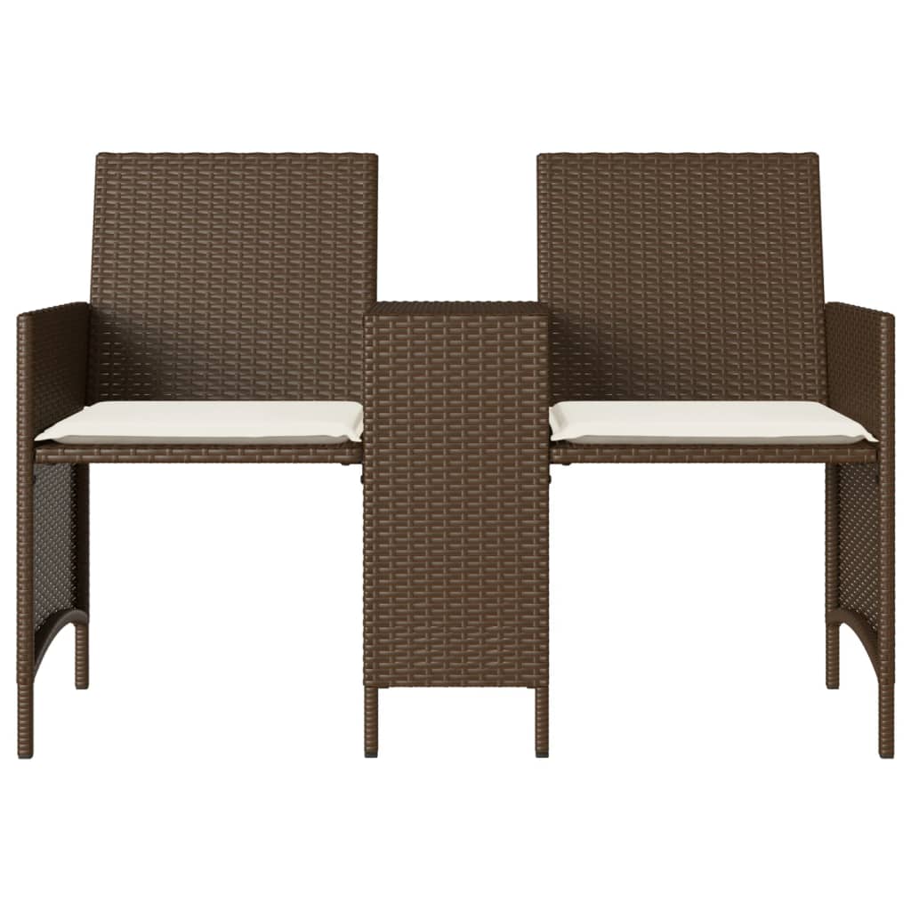 Tuinbank 2-zits met tafel en voetenbanken poly rattan bruin is nu te koop bij PeponiXL, paradijselijk wonen!