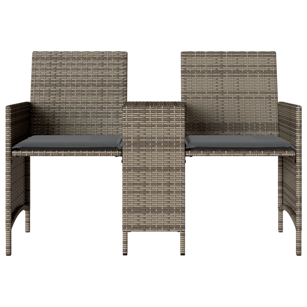 Tuinbank 2-zits met tafel en voetenbanken poly rattan grijs is nu te koop bij PeponiXL, paradijselijk wonen!