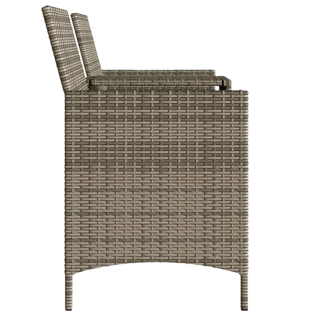 Tuinbank 2-zits met tafel en voetenbanken poly rattan grijs is nu te koop bij PeponiXL, paradijselijk wonen!