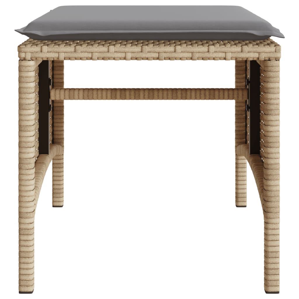 Tuinbank 2-zits met tafel en voetenbanken poly rattan beige is nu te koop bij PeponiXL, paradijselijk wonen!