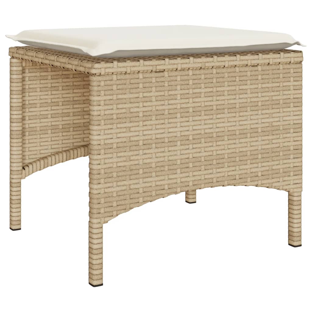Tuinbank 2-zits met tafel en voetenbanken poly rattan beige is nu te koop bij PeponiXL, paradijselijk wonen!