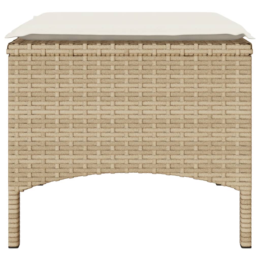 Tuinbank 2-zits met tafel en voetenbanken poly rattan beige is nu te koop bij PeponiXL, paradijselijk wonen!